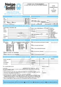 Fiche d’inscription Enfant