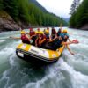 Groupe d'ados en activite rafting en savoie