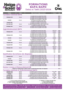 BAFA-BAFD Dates et tarifs 2022-2023
